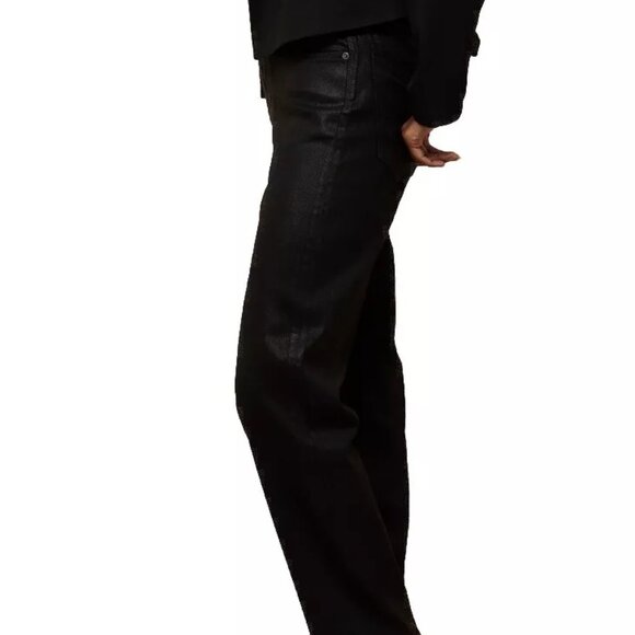 American Eagle Coated Jeans Pants Women's 4 High Rise Straight Black - Picture 6 of 9